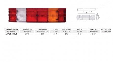 Lampa tylna prawa Mercedes ACTROS 6 sekcji. z kablem (001 540 6370) (ISIKSAN | 1030 LK RH)