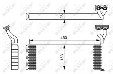 Радиатор печки (158x450x36мм) SCANIA 4, P, G, R, T DC09.113-DT16.08 05.95- (NRF | 54285) 1933662-1 фото