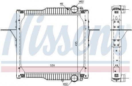 Радиатор двигателя (с рамой) Renault MIDLUM DXi5 05.06- (NISSENS | 63784) 3077564-173 фото