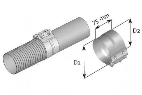 Хомут труби глушника d127xd132mm (нержавійка) (Dinex | 99328) 2544618-103 фото