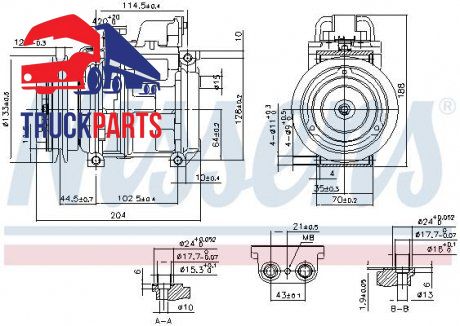 Компресор кондиціонера MERCEDES SK OM401.972-OM446.946 07.87-09.96 (NISSENS | 890028) 2555461-173 фото