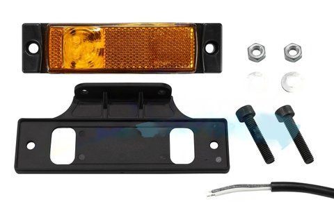Boczna lampa obrysowa LED 12/24V 32&times;116 mm, przew&oacute;d 500 mm, pomarańczowa, 220ZJ