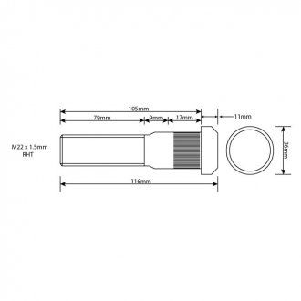 Шпилька колесная M22х1,5мм RHT 105мм UH (Universal Components | vlwb0003) 4733312-100 фото