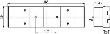 Lampa tylna lewa/prawa (P21W/R5W, 24V, kierunkowskaz, światło przeciwmgielne, światło cofania, ze światłem stop, światłami postojowymi, prześwitami bocznymi) IVECO EUROCARGO I-III 01.91- (HELLA BEHR | 2VP 008 204-181 )