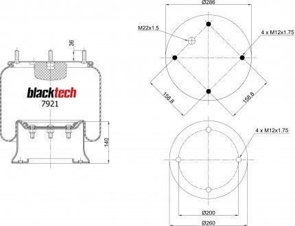 Balon powietrzny ze szkłem (metalowy) (BLACKTECH | rml7921c)