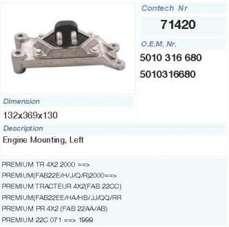 Подушка двигуна Renault Premium /TR/PR лев. (50 10 316 680) (Contech | 71420CNT) 2832020-33 фото