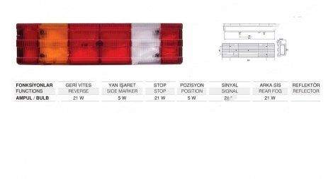 Lampa tylna lewa Mercedes ACTROS 6 sekcji. z przewodem, z oświetleniem tablicy rejestracyjnej (001 540 6270) (ISIKSAN | 1030 LK LH)