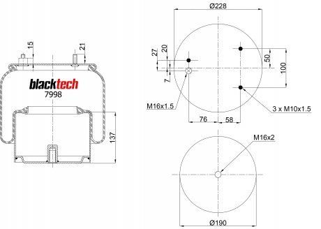 Пневморессора, металлический стакан (BLACKTECH | rml 7998 c1) 2431633-113 фото