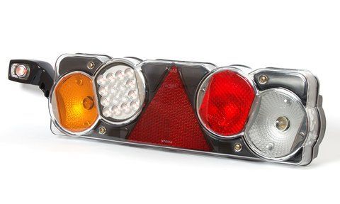 Tylna lampa przyczepy LED żar&oacute;wki obrys 12-24V prawa z wskaźnikiem znosu Schmitz Krone K&ouml;gel Schwarzmuller Wielton Fliegl K&auml;ssbohrer Tirsan Fruehauf Benalu VanHool