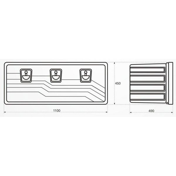 Ящик на інструмент StabilØ Box 1100 1100x450x490 монтажний к-кт L-7/U-4 50023/114549 50022 фото