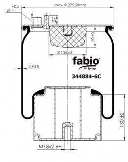 Zawieszenie sprężyna pneumatyczna szklana metalowa 4884 N1 P06 (FABIO | 344884-6C)
