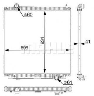 Радіатор двигуна (без рами; нового типу; EURO 6) MAN TGX D2066LF25-D3876LF09 06.06- (MAHLE / KNECHT | cr 2390 000p) 3077572-173 фото