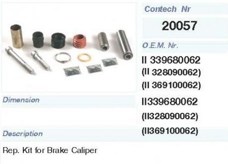 Zestaw naprawczy zacisku hamulcowego KNORR II328060062, II369100062 (0004200782, 1390427, 81508226009, II339680062, SB 5..., SB 65.., SB 71.., SB 75.., SB 76.., SB 77..) (Con technologia | 20057CNT )