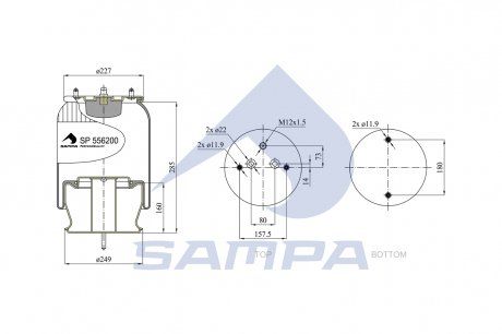 Пневморесора зі стаканом (сталь) 36200K Scania P/R/4-SERIES 6701NP01 (d332x350) (1386200) (SAMPA | sp 556200-k) 1841535-21 фото