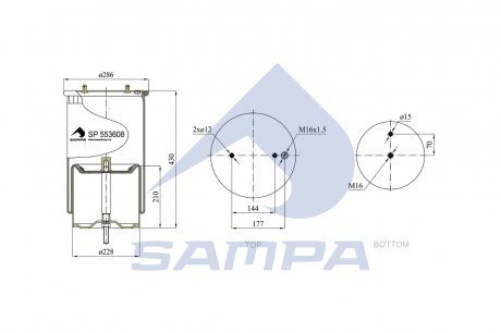 Sprężyna pneumatyczna z miseczką (stalowa) SCANIA (wirtualna) (SAMPA | sp 553608-k01)