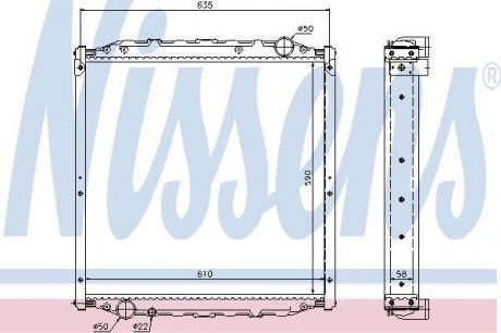 Радіатор двигуна (з рамою) MAN L2000, M 2000 L, M 2000 M D0824FL01-D0836LFL05 06.93- (NISSENS | 62877A) 1864720-173 фото