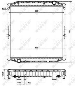 Радіатор двигуна (з рамою) MAN L2000, M 2000 L, M 2000 M D0824FL01-D0836LFL05 10.93- (NRF | 51569A) 2720231-173 фото