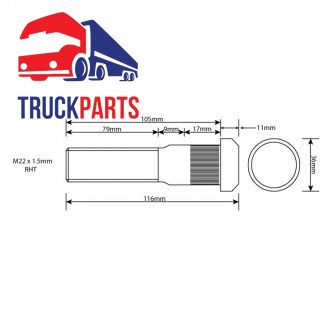 Шпилька колісна M22х1,5мм RHT 105мм UH (Universal Components | vlwb0003) 4733312-100 фото