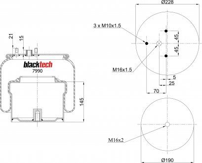 Sprężyna pneumatyczna, kubek metalowy (BLACKTECH | rml7990c2)