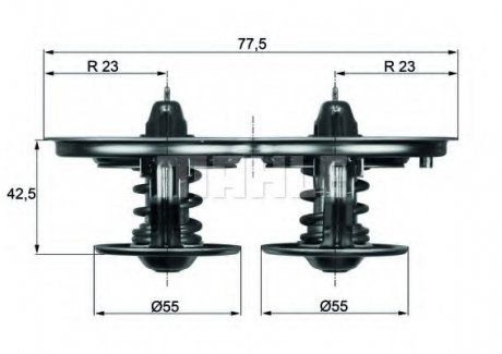 Termostat układu chłodzenia (75.79°C/79°C, z uszczelką) SCANIA 4, K, K BUS, P,G,R,T DC09.109-DT16.08 05.95- (MAHLE / KNECHT | tx 32/1d )