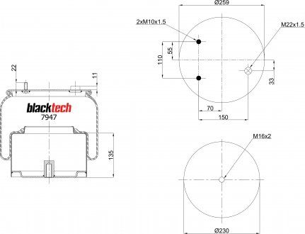 Sprężyna pneumatyczna, miseczka metalowa (BLACKTECH | rml 7947 c10)