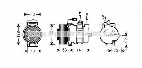 Компресор кондиціонера Mercedes ACTROS/ACTROS (MP2/MP3)/ATEGO 2 11.9D-7.2D >1996 (AVA COOLING | meak239) 1980483-103 фото