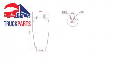 Пневмоподушка Mercedes Actros 1 950/952/954; Actros 2/3 930/932/934; Axor 375/940/944/950, 954 (4390 N2, 4390N2, 942 328 0101, 942 328 0501, 9423280101, 9423280501, SP 554390-02, SP55439002) (TruckExpert | ed1439002) 5156436-33 фото