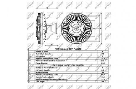 Гидромуфта без вентилятора Mercedes ACTROS OM541.920-OM542.962 >1996 d240mm H-196mm 6 OT электр. управый (NRF | 49021) 2182909-1 фото