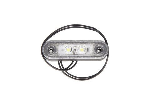 Przednia lampa obrysowa LED montowana w ramę przyczepy Schmitz Cargobull, Krone, K&auml;ssbohrer, Wielton, K&ouml;gel, LeciTrailer 12&ndash;24V biała przew&oacute;d 0.5 m SM-UN063