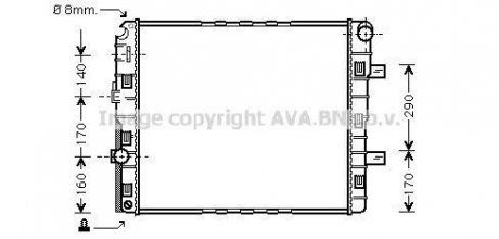 Радиатор двигателя (рамка) MERCEDES ATEGO OM900.912-OM904.949 01.98-10.04 (AVA COOLING | me2184) 1966225-103 фото