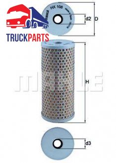 Filtr hydrauliczny przekładni kierowniczej DAF CF, CF 85, XF 105, XF 106; MAN-TGX; MERCEDES ACTROS, ACTROS MP2/MP3, ACTROS MP4/MP5; Renault KERAX, MAGNUM, MIDLUM D11A-370-XF355M 04.96- (MAHLE / KNECHT | hx 108)