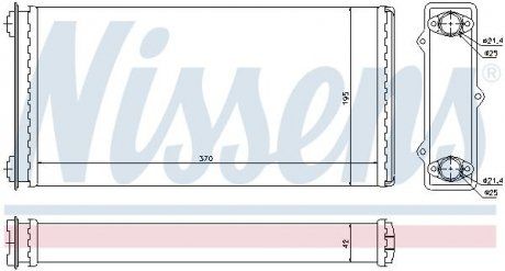 Радіатор пічки (370x195x42мм) DAF 65, 75, 85, 95 XF NS133L-XF355M 07.92-09.02 (NISSENS | 71301) 1980102-1 фото