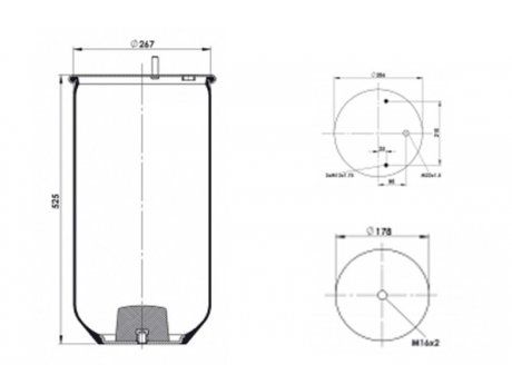 Poduszka powietrzna SAF 2923VK, 2 kołki-powietrze, bez zderzaka, wys. 535mm (3229002800, 3229004100) (Contech | 48150)