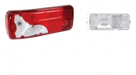 Lampa tylna Scania P/G/R/T ​​Series-4, plastikowa, szklana czerwono-biała, lew. 400 x 161 (mm) (1784669, 1784669/ 2129992, 2129992, 2E0945111A, A0008262056, A9068262056) (ISIKSAN | 1039 C LH)