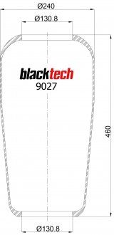 Пневморессора підвіски 916N1 без стакана чулок (BLACKTECH | rl 9027) 2430848-113 фото