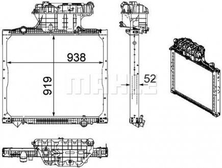 Радіатор двигуна (з рамою) MAN TGA, TGS, TGX D2066LF01-D3876LF09 12.00- (MAHLE / KNECHT | cr 1168 000p) 2699806-173 фото