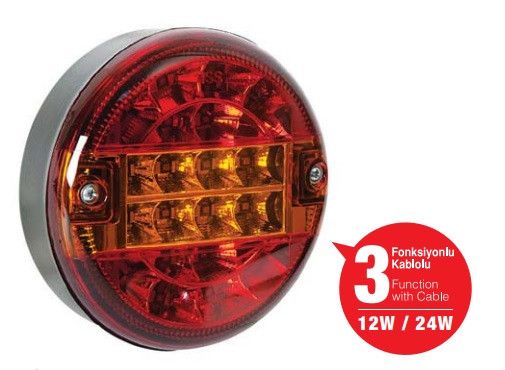 Ліхтар задній LED, червоно-жовтий, 3-х функц., 24 W ISS10401K фото