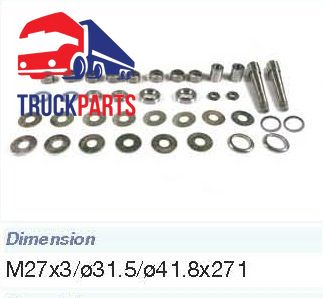 Шкворінь DAF на ось L=271; D=31.5; D1= 50; M27x3 (0681706) (Contech | 72693CNT) 2834137-33 фото