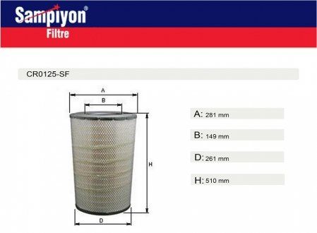 Filtr powietrza P786443 DAF105 A854 (SAMPIYON | cr0125l)