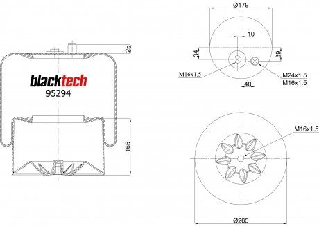 Sprężyna pneumatyczna, miseczka metalowa (BLACKTECH | rml 95294 c24)