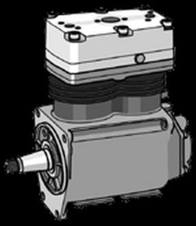 Kompresor sprężonego powietrza, pojemność 440 cm3, ilość cylindrów: 2, rodzaj chłodzenia: płyn chłodzący (regenerowany) IVECO (Knorr-Bremse | acx 75zfg)