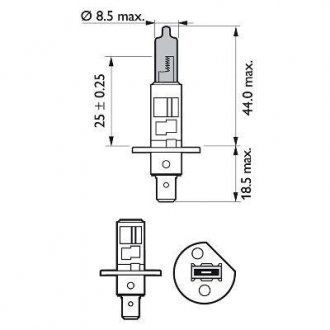 Żarówka WhiteVision Ultra halogenowa H1 (1 szt., 12 V, 55 W, typ gniazda: P14.5S) (PHILIPS | 12258WVUB1)