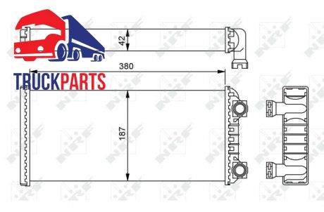 Grzejnik piecowy (187x380x42mm) VOLVO FH12, FM12, FM9 D12A340-D9B300 08.93- (NRF | 54244)