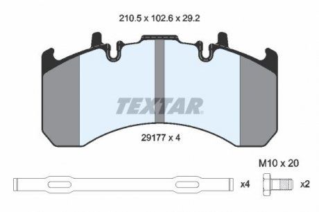 Комплект гальмівних колодок задн MERITOR RVI C, MAGNUM, PREMIUM 2, VOLVO FE, FE II, FH, FH II, FH16, FH16 II, FM, FM II, FMX, FMX II D11A430-G9K320 10.04- (TEXTAR | 29177 292 24 T7600) 2044853-173 фото