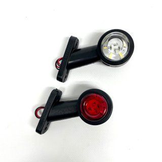 Lampa obrysowa rożek LED 12&ndash;24V czerwono-biała 8 cm wskaźnik znosu przyczepy Schmitz Krone K&ouml;gel Schwarzmuller Wielton Fliegl K&auml;ssbohrer Tirsan Fruhauf Benalu VanHool