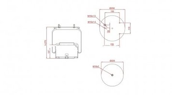 Пневмоподушка (з мет стаканом) DAF LF 55 /IV, CF 65 /II /IV, CF 75 /IV, CF 85 /IV, XF 95/105, ROR / Meritor (0388165, 0388166, 1697678, 388165, 388166, 836 M K1, 836MK1, MLF7060, SP 55836-K01, SP55836K01) (TruckExpert | ed1836k01) 4891325-33 фото