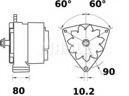 Генератор 28V 55A MAN, MB, DAF (MAHLE / KNECHT | mg 460) 3610805-103 фото