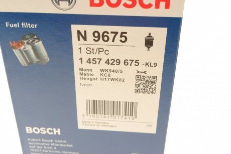 Паливний фільтр DAF F 1300, F 1500, F 2300, F 900 DF615/DH825/DT615 07.78-08.91 (BOSCH | 1457429675) 1819175-6 фото