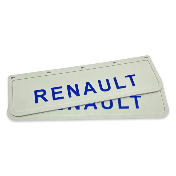 Брызговик на крыло с синей надписью "RENAULT" Белый (600X180) GP1003 фото
