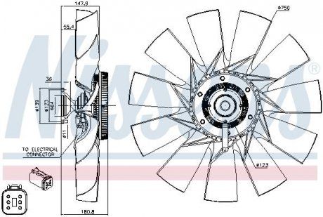 Гидромуфта с вентилятором SCANIA P/G/R/T DC13.05-DC13.147 >2004 d750mm (NISSENS | 86131) 2841855-173 фото